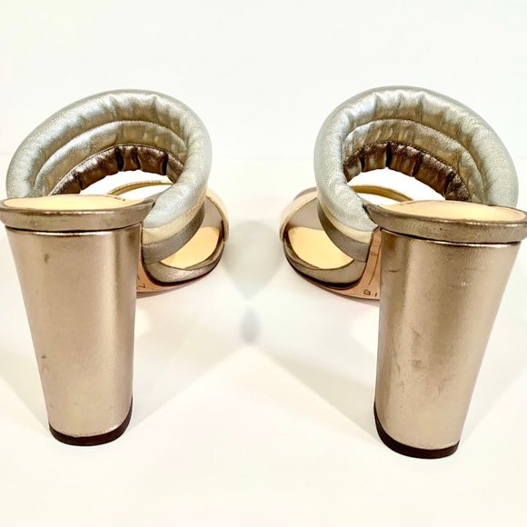 Alexandre Birman Leather Heel Sandals Gold & Silver - Picture 4 of 6